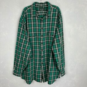 Polo Country men size 4XLT long sleeve button up flannel green plaid cotton